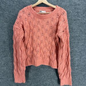 So Sweater Pullover Women M Medium Pink Long Sleeve Round Neck Knit Casual
